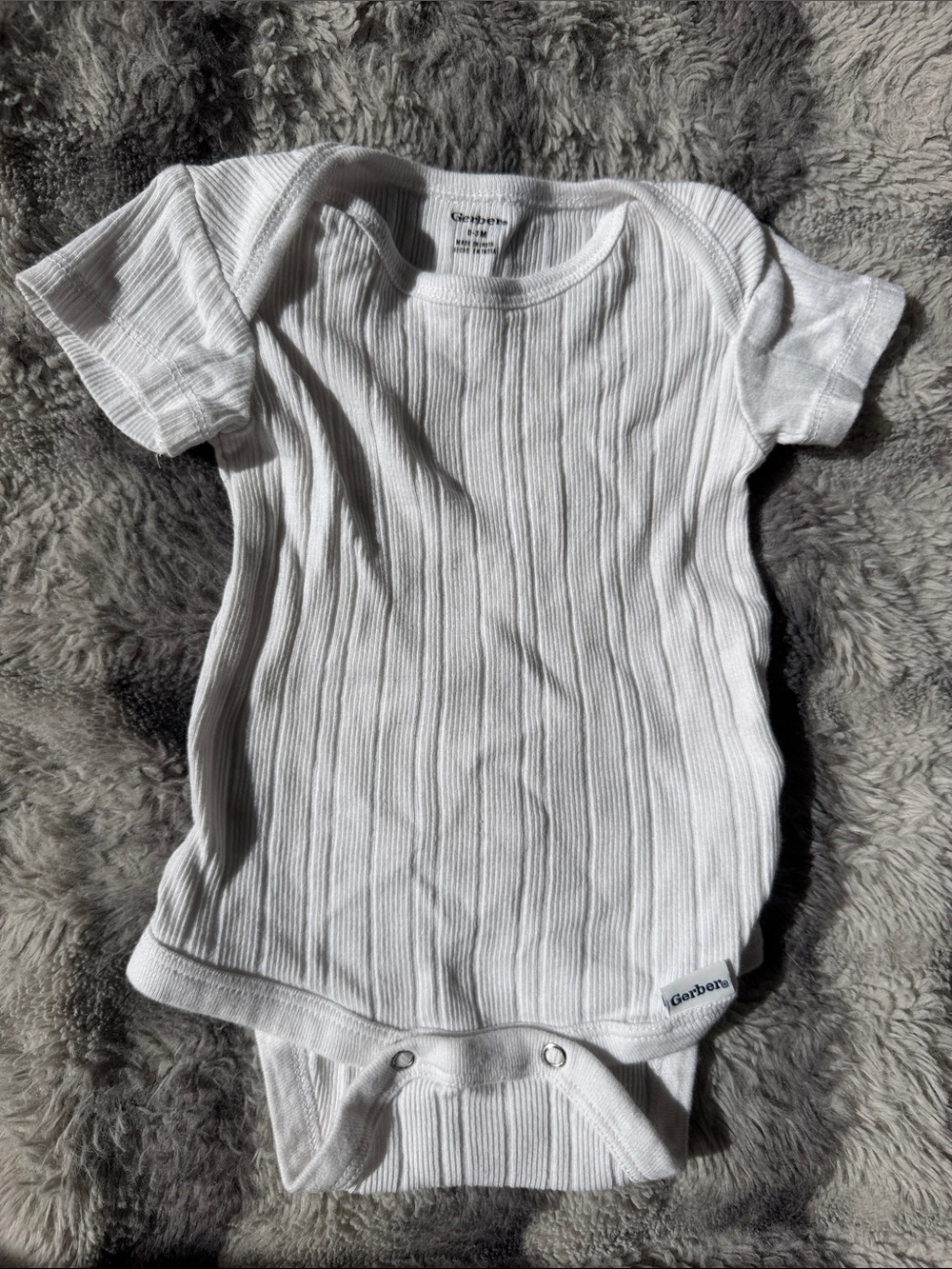 Gerber White Ribbed Short-Sleeve One-Piece Bodysuit